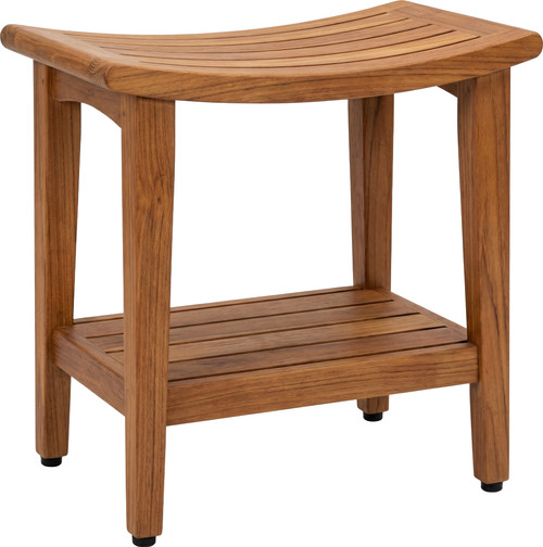 18" Sumba-Bjön Slatted Teak Shower Bench with Shelf