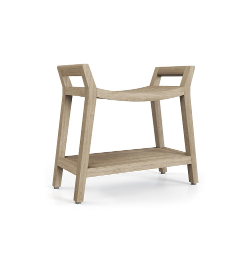 AquaTeak Patented Asia Ascend-Mist Teak Shower Bench with Shelf