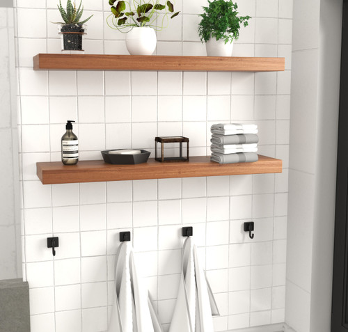 36" Manada™ Floating Teak Wall Shelf