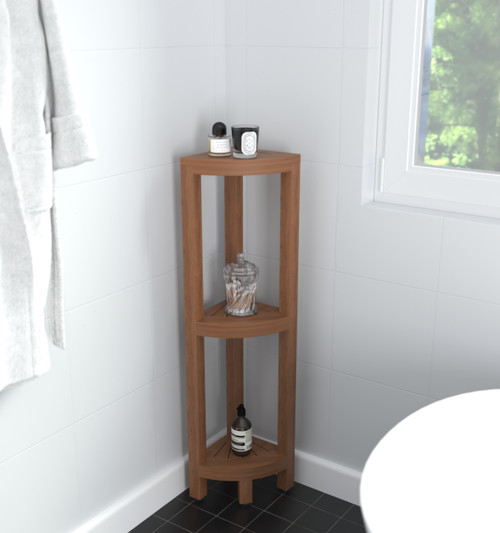 Utoplike Teak Wood Bathroom Shelf Organizer Stand, Standing Shelves Shower  Caddy Units, Freestanding 4 Tier Bath Storage for Floor, Kitchen, Office