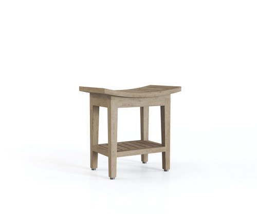18" Maluku-Mist Teak Shower Bench with Shelf
