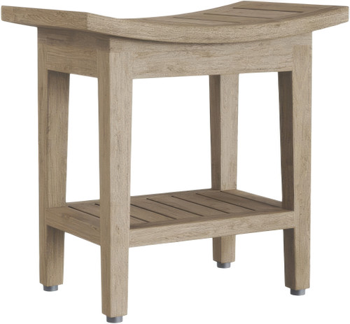 18" Maluku-Mist Teak Shower Bench with Shelf