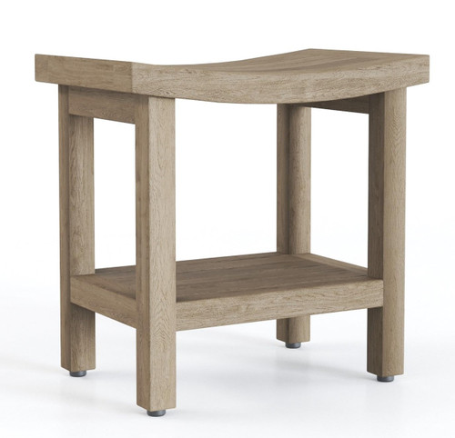 18" Sumba-Mist Teak Shower Bench with Shelf