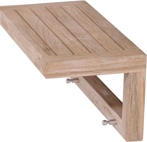 18" Moa™ Mist-Shield Teak Wall Shelf with Hooks