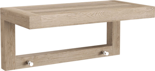 18" Moa Mist-Shield Teak Wall Shelf with Hooks