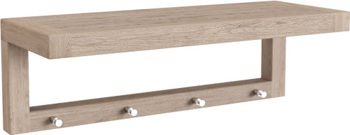 24" Moa Mist-Shield Teak Wall Shelf with Hooks