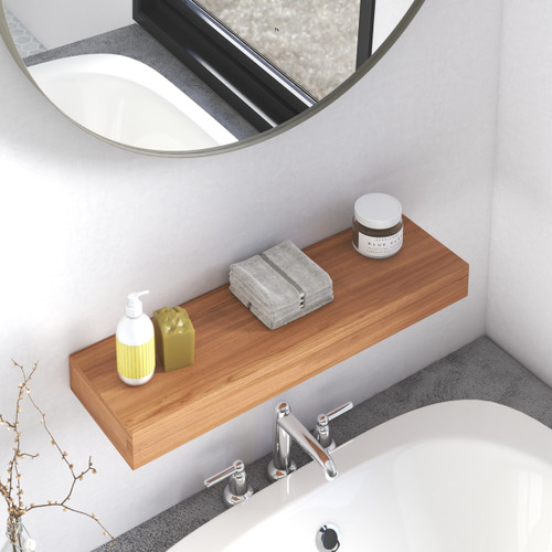 30" Sermata Floating Teak Wall Shelf