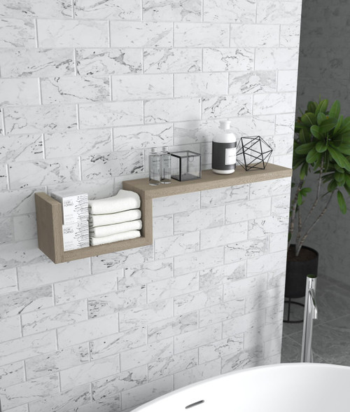 Manada Mist-Shield Contemporary Teak Wall Shelf