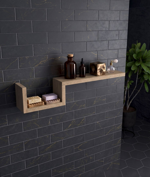 Manada Mist-Shield Contemporary Teak Wall Shelf