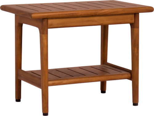 24" Maluku-Bjon Slatted Teak Shower Bench with Shelf