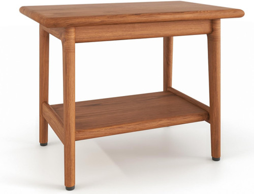 24" Maluku-Bjon Solid Top Teak Shower Bench with Shelf