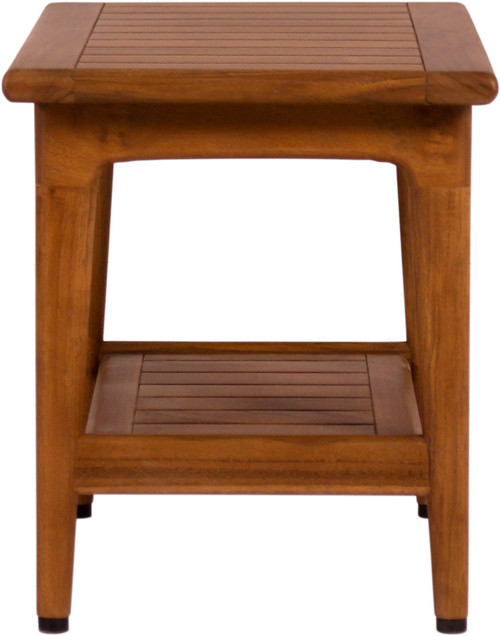 24" Maluku-Bjön™ Teak Slatted Side Table & Shelf