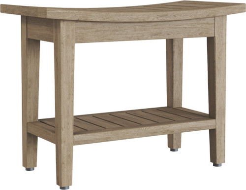 24" Maluku Mist-Shield Teak Shower Bench with Shelf