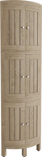 Kai Mist-Shield Four-Tier Corner Teak Bath Stand with Front-Facing Doors