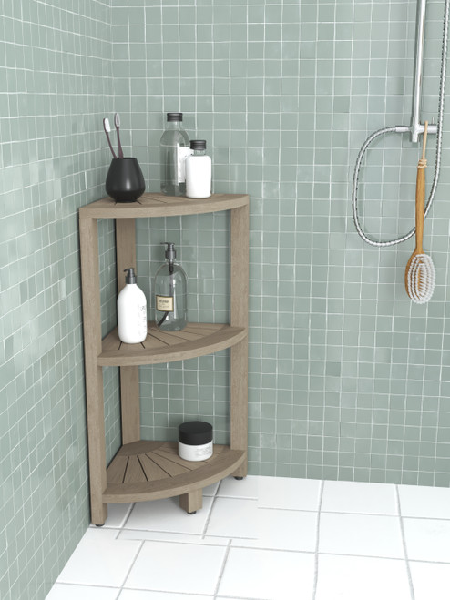 The Original Kai™ Corner Teak Bath Shelf - Luxury Teak Storage I AquaTeak