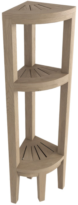 Kai Mist-Shield Teak Corner Bath Shelf with Angled Shaving & Washing Foot Rest