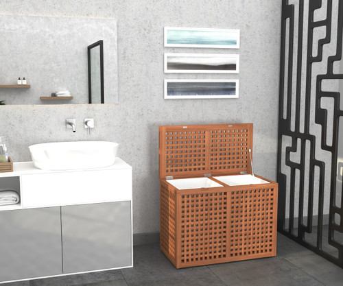 Grate Large-Size Double Teak Laundry & Storage Hamper