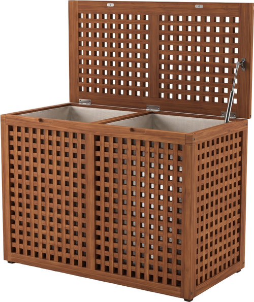 Grate Medium-Size Double Teak Laundry & Storage Hamper