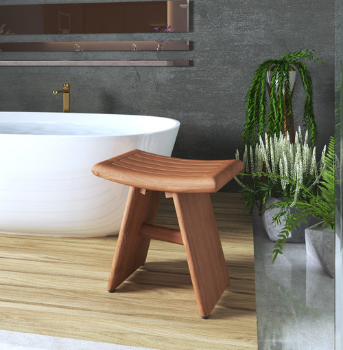 18" Asia-Bjon Slatted Teak Shower Bench