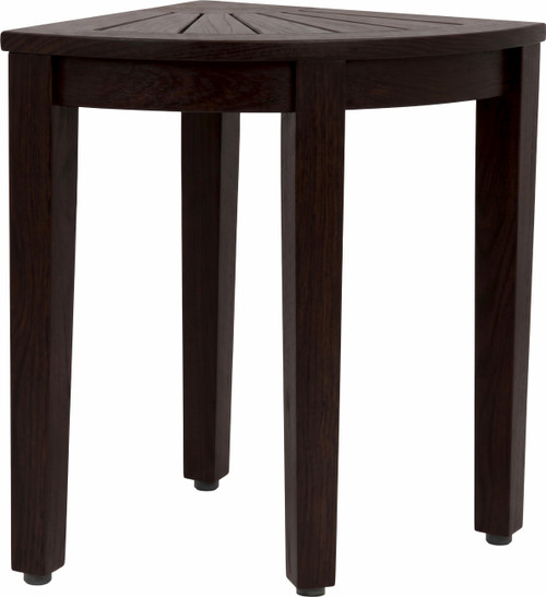 15.5" Kai Mocha-Shield Corner Teak Shower Bench with Elevated Height