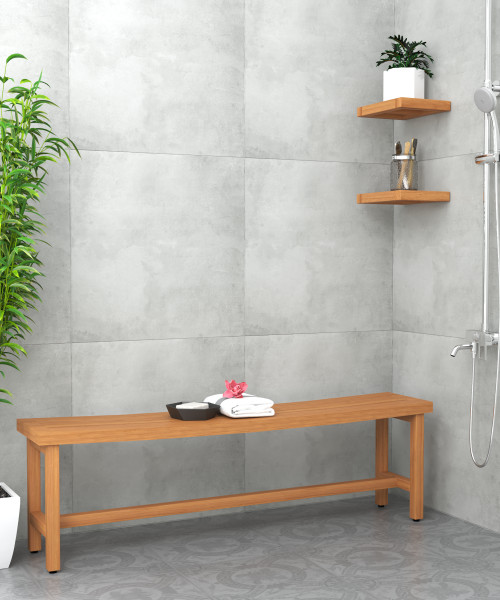 Lark Manor Antarious 20'' W Teak Shower Bench with Storage Shelf for Inside  Shower Bathroom & Reviews