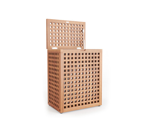 AquaTeak Grate Large-Size Wall-Hugging Teak Hamper