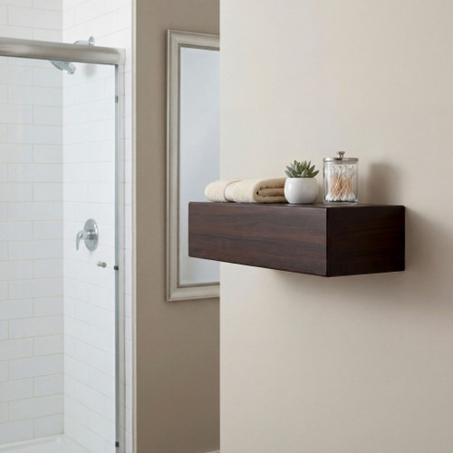12" Bisa Mocha-Shield OptiAREA Floating Teak Wall Shelf