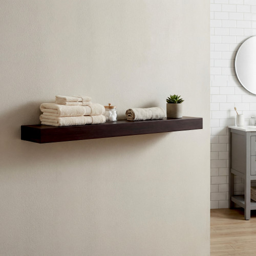 48" Bisa Mocha-Shield OptiAREA Floating Teak Wall Shelf