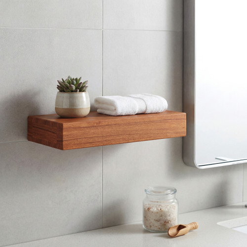 12" Aru OptiAREA Floating Teak Wall Shelf