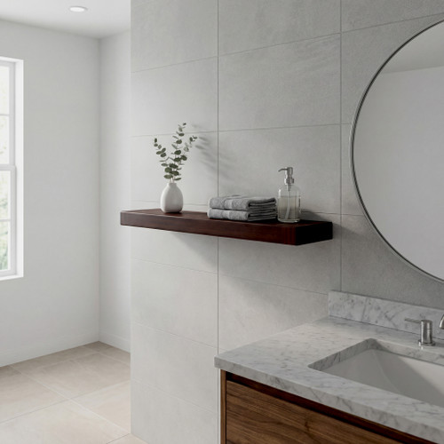 24" Obi Mocha-Shield OptiAREA Floating Teak Wall Shelf