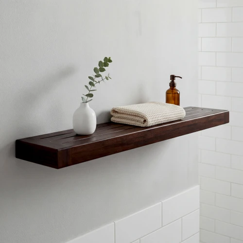 30" Obi Mocha-Shield OptiAREA Floating Teak Wall Shelf