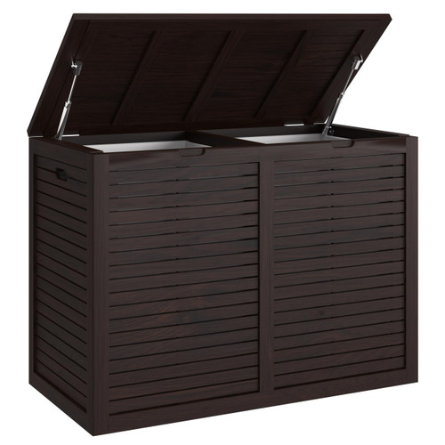 AquaTeak Spa Mocha-Shield Large-Size Double Teak Laundry or Storage Hamper