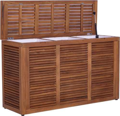 Nila Triple Size Wall-Hugging Teak Louvered Laundry & Storage Hamper