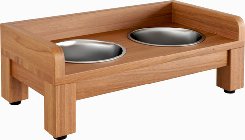 Manada Small Teak Pet Bowl Holder