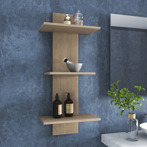 Manada-Mist™ Three-Tier Teak Wall Shelf