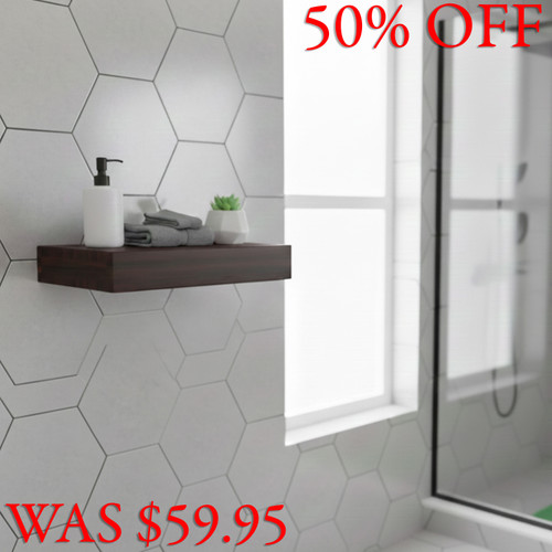 12" Manada™ Mocha-Shield Floating Teak Wall Shelf