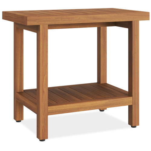 24" Spa™ Teak Shower Bench with Elevated Height & Shelf