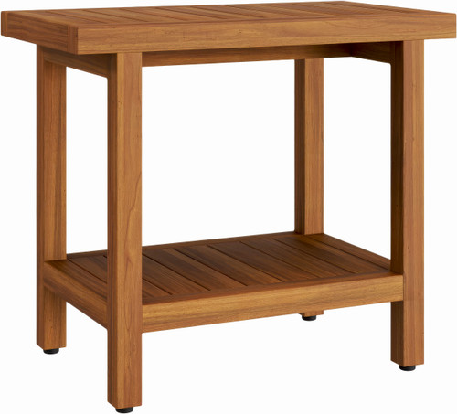 24" Spa Teak Shower Bench with Elevated Height & Shelf