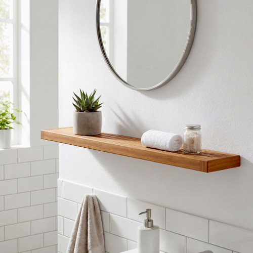 48" Obi Floating Teak Wall Shelf