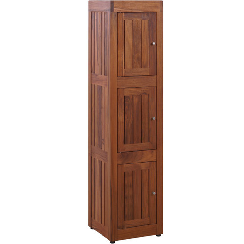 Sula Three-Level Square Teak Tower Floor Cabinet