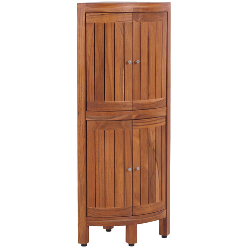 Kai Two-Level Corner Teak Tower Floor Cabinet