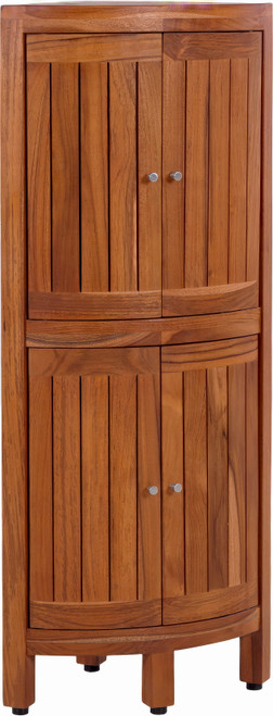 Kai Two-Level Corner Teak Tower Floor Cabinet