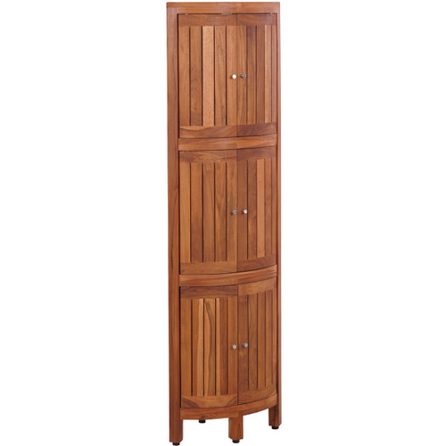 Kai Three-Level Corner Teak Tower Floor Cabinet