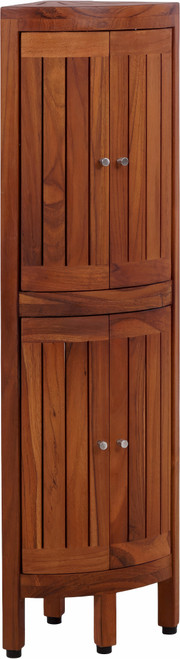 Kai OptiAREA Two-Level Corner Teak Tower Floor Cabinet