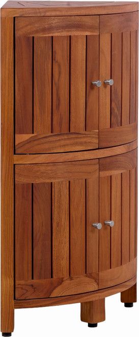 Kai Petite Two-Level Corner Teak Tower Floor Cabinet