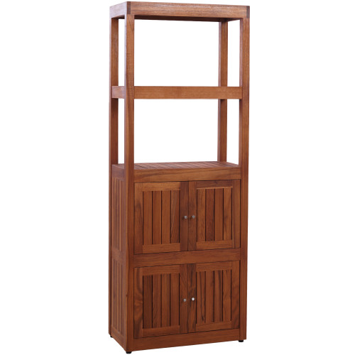 Sula Fully Assembled Rectangular Four-Tier Teak Bath Cabinet
