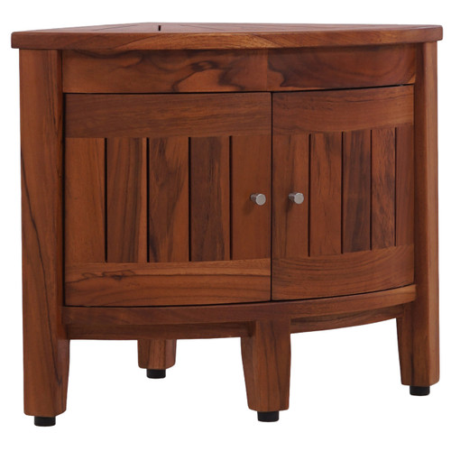 15.5" Kai Corner Teak Shower Bench with Cabinet