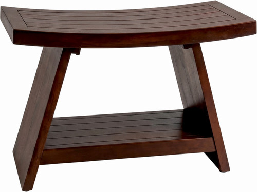 Patented 36" Asia Mocha-Shield Teak Shower Bench With Shelf