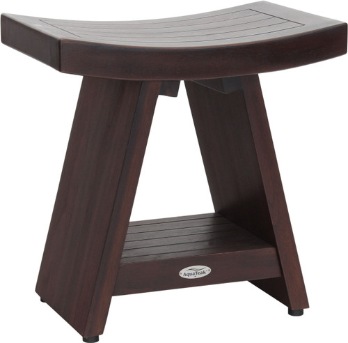 Patented 18" Asia Mocha Teak Shower Bench with Shelf