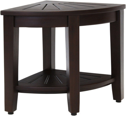 15.5" Kai Mocha-Shield Corner Teak Shower Bench with Shelf
